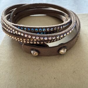 Touchstone Crystal Mocha Brown Wrap Bracelet